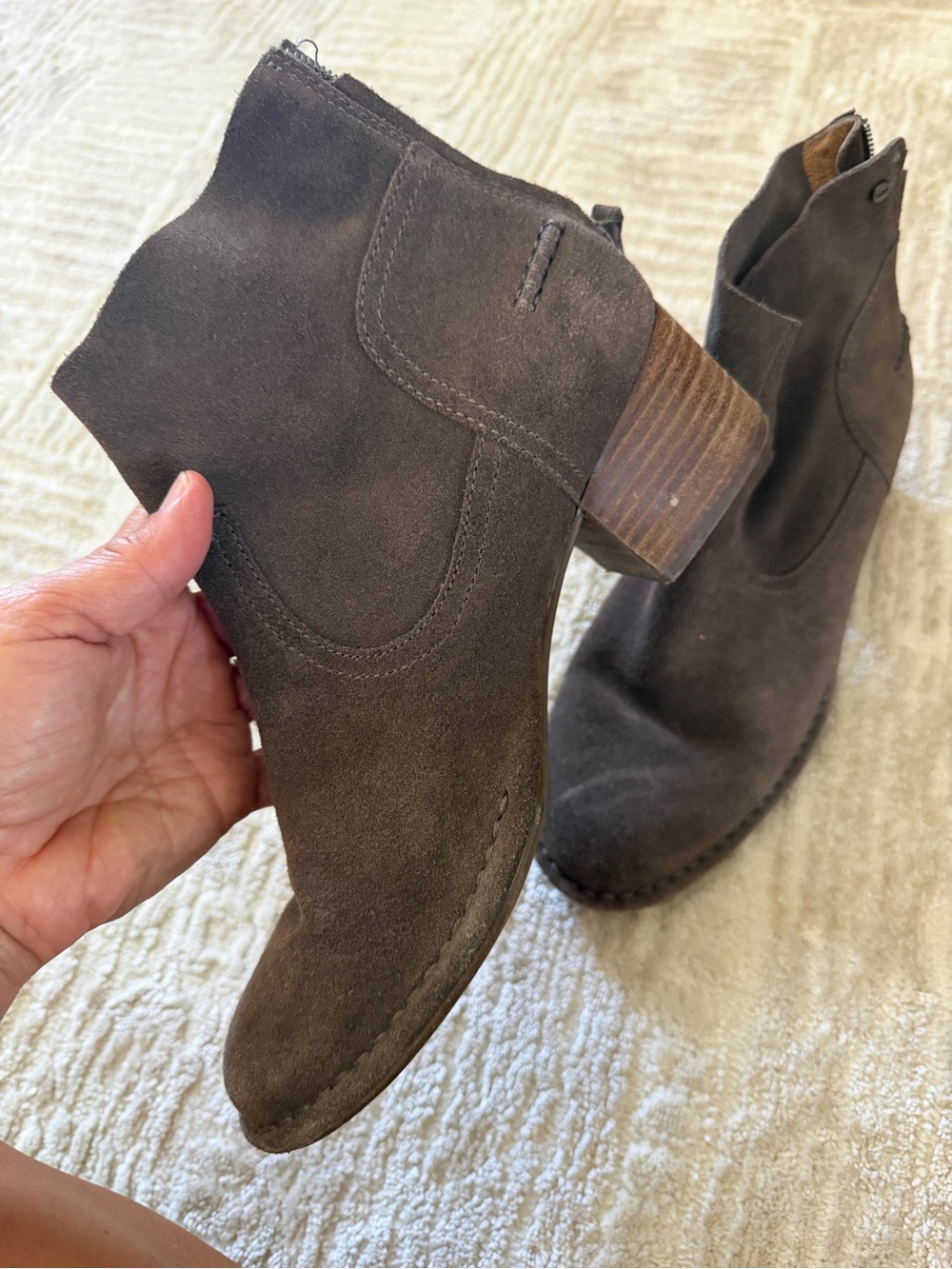 UGG Women's Suede Ankle Booties in Dark Brown
